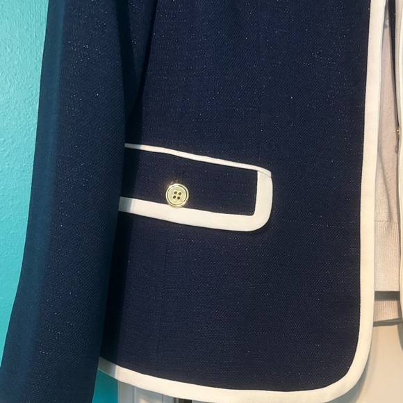 Nipon Boutique Classic Navy Metallic Skirt Set with White Accents - Picture 2 of 11